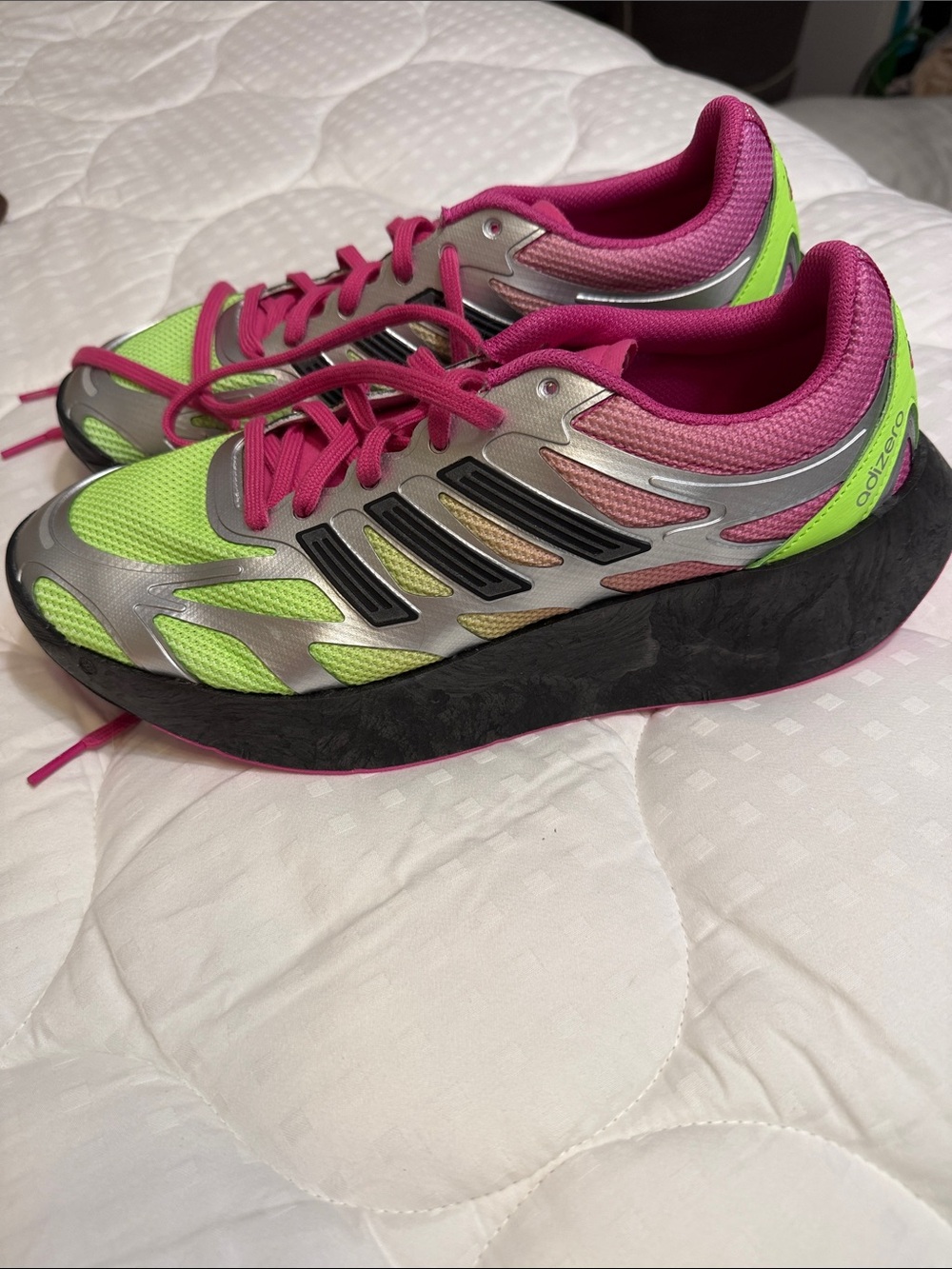 Adidas Adizero Women's Neon Green & Pink Running Shoes